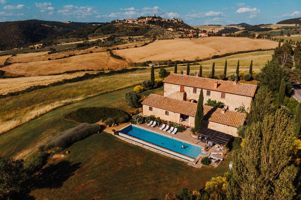 Villa Apparita mit Pool und Blick ins Val d’Orcia